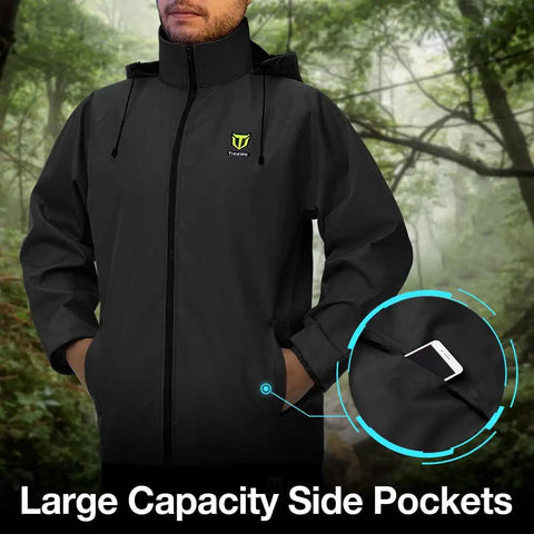 Heavy Duty Waterproof Rain Suit For All Weather Lightweight Breathable Rainwear With Sealed Seams Keeps You Dry In Light Or Heavy Rain Beats The Rain Black Size L For Outdoor Work And Hiking displaying large side pockets