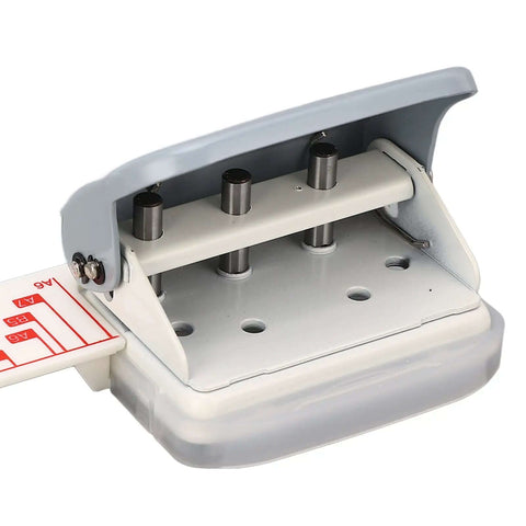 Portable Handheld 3 Hole Punch With Metal Body And Positioning Ruler For 5 Sheet Capacity Adjustable Hole Spacing For B5 A4 A5 A6