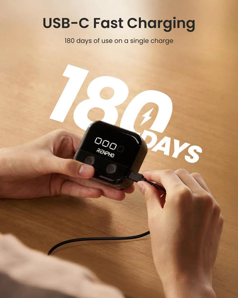 USB-C charging Your Go To Smart Body Measuring Tape With Bright LED Display And Rechargeable Battery, Black