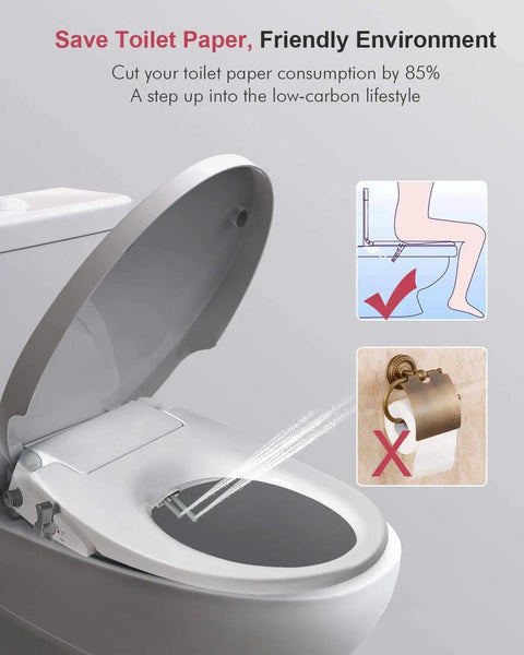 Toilet Bidet Seat With Self Cleaning Dual Nozzles Non Electric Separate Rear And Feminine Wash displayed in bathroom setting