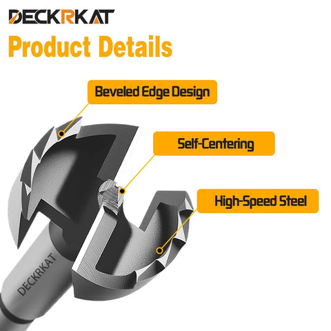 Beveled edge design of Real Deal Two Piece Three Quarter Inch Forstner Drill Bits Cut Smooth Flat Bottom Holes on hard wood.
