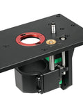 Rock Solid Aluminum Router Lift Plate With Dead On Height Adjustment Easy Swap For 65Mm Motor Routers showing detailed mechanism and height adjustment features.