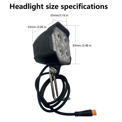 2 In 1 Headlight And Horn For Night Riding Ultra Bright 470 Lux Front Light With 75 To 100 Db Horn 3 Pin Male Connector For 36V 48V Foldable Mountain Ebikes