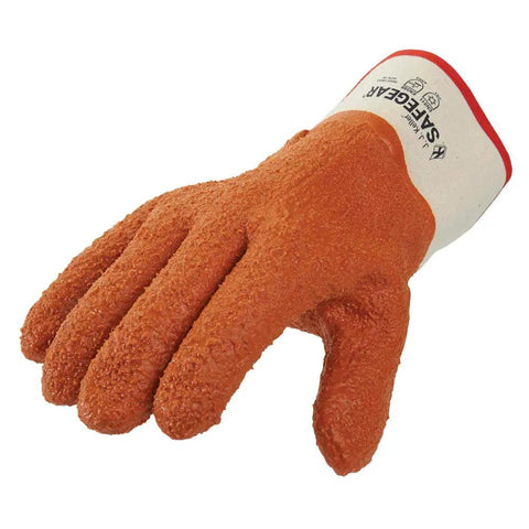 Extra Large PVC Vinyl Work Gloves 3 Pairs EN388 Cut Resistant Orange Textured Coating Oil And Grease Resistant Unisex Fit For Men And Women