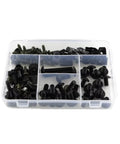 Heavy Duty Bike Full Fairing Bolts Kit With Nuts Washers Screws Black Replacement Hardware Set For Sport Bikes Cruisers And Dual Sports Includes All Mounting Bolts And Fasteners, black bolts in organizer case