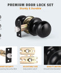 Matte Black Door Knob Set 6 Pack Round Interior Door Handles For Hallways And Closets Non Locking Passage Knobs With Durable Lockset