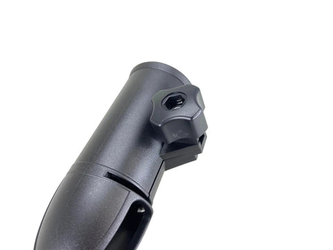 Close-up of the Fixed 17.5 Inch Tiller Handle Extension For Trolling Motors, anodized aluminum with ergonomic no slip grip