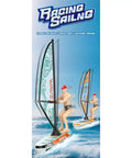 RC Sailboard Surfing Boat with Animated Surfer, 2.4G Remote Control, LED Lights, Never-Flip Design, two boats riding waves