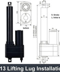 Built Tough Electric Linear Actuator DC 12V Stainless Steel Shaft Silent Brushless Motor dimensions and installation guide image