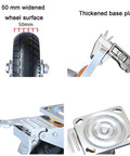 Beefy Heavy Duty Caster Wheels Top Plate Swivel Casters with 50mm Solid Rubber Wheels and Thickened Base Plate
