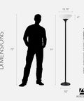Black Torchiere Floor Lamp With Frosted White Shade, 300W Double Socket, 71-Inch Tall Modern Accent Lighting next to silhouette