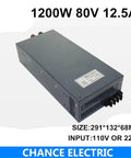 Beefy 80V 12.5A 1200W switching power supply with 110 to 220 VAC input for CNC machines CCTV systems and LED lighting single output