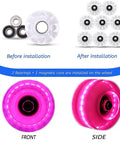 Light Up Roller Skate Wheels 8 Pack With 78A Hardness And LED Illumination Premium ABEC 9 Bearings installation before and after