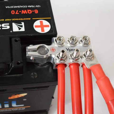 Pro Level Heavy Duty Rock Solid Battery Terminal Clamps Pair 12 Way Power Distribution Block, 12v battery connection.