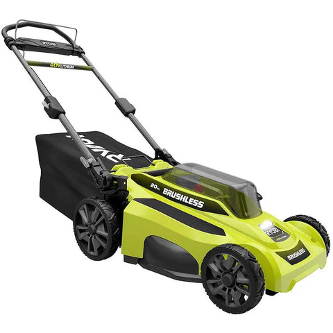 Cordless Push Lawn Mower 20-Inch 40-Volt Brushless With Whisper Quiet Design No Gas Needed Yet Delivers Real-World Power Load-Sensing Motor Long Battery Life Lightweight And Low Noise For Effortless Yard Care., green 20-inch cordless push mower with bagger and push handle