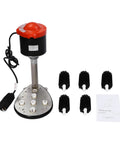 Heavy Duty Electric Commercial Glass Washer Slick Five Brush Upright Setup with motor and accessories on a silver base.
