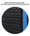 Close-up of Heavy Duty Blue EVA Anti Vibration Pad Set For HVAC Systems And Appliances, Four Pack, 4 Inch Square 7 Eighths Inch Thick