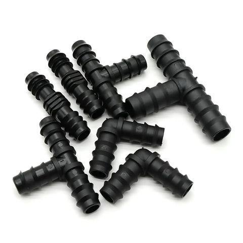 Durable PE Irrigation Pipe Fittings Kit 16mm 20mm 25mm Tee Straight Elbow Plug For Greenhouse Sprinkler Hose Connectors 50 Pieces No Hassle Setup Easy Install black PE irrigation hose connectors