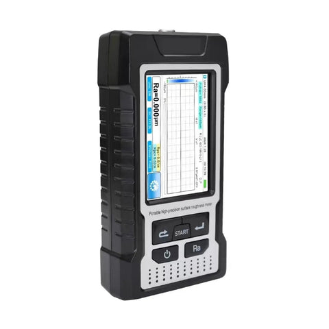 Heavy Duty Digital Surface Roughness Tester With Straight Fire Precision For Metal Plastic And Wood Finish Inspection Slick Portable Profilometer Meter That Delivers Dead On Readings, compact handheld unit displaying Ra readings.