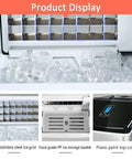 Game Changing Countertop Ice Cube Maker Pushing Fifty Five Lbs Of Clear Ice Daily With Lightning Fast Cycles A Lcd Screen showcasing the ice grid and storage basket.