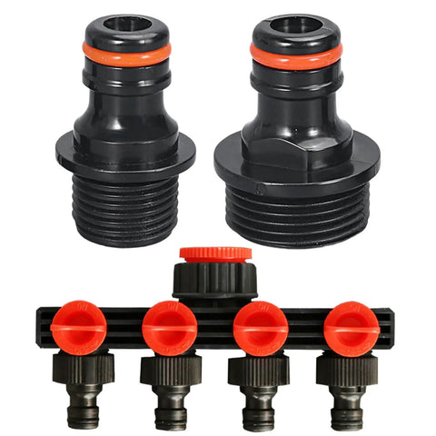 Pack of 2 Quick Connect Garden Hose Fittings Three Quarter Inch and One Half Inch Universal Water Connectors for DIY Irrigation