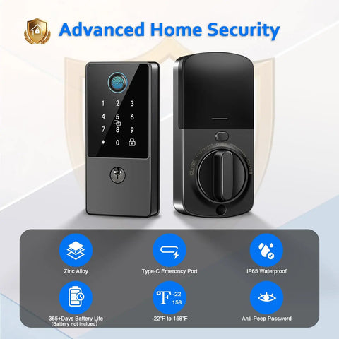 Foolproof Smart Door Lock Deadbolt Featuring Slick Keyless Entry And Smartphone App Control Auto Locking Mechanism Easy Install Matte Black Ready To Roll