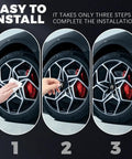 Premium Skull Wheel Center Caps 4 Pack Universal 2.2 Inch Aluminum Hub Covers Waterproof Rim Stickers installation steps.