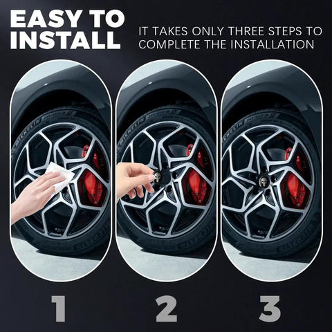 Premium Skull Wheel Center Caps 4 Pack Universal 2.2 Inch Aluminum Hub Covers Waterproof Rim Stickers installation steps.