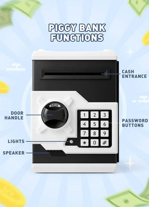 Electronic Piggy Bank For Kids With Password Protection And Automatic Money Scroll Save Box Large Capacity Safe ABS Plastic