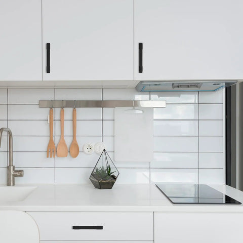 Easy Install Matte Black Cabinet Handles 2 Pack 5 Inch Center To Center Drawer Pulls on white kitchen cabinets
