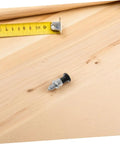 Heavy Duty Tough As Nails Stainless Steel Indexing Plunger With Spring Loaded Knob on wood surface with measuring tape.