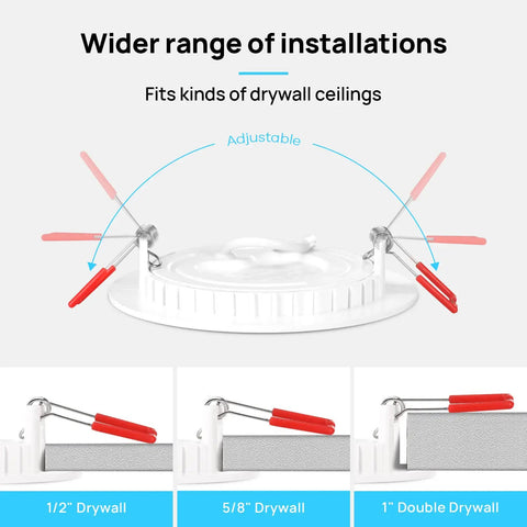 Ultra Thin 4 Inch LED Recessed Light Canless Retrofit Kit adjustable for drywall ceilings