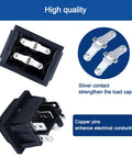 Beefy Waterproof DPDT Polarity Reversing Rocker Switch On Off On 3 Position Momentary Double Throw With Jumper Wires 6 Pins Snap In Toggle Switch 12V 20A 125V 16A 250V, black