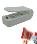 2 Pack Mini Portable Handheld Heat Vacuum Sealer For Plastic Bags And Snack Bags Easy Seal Bag Resealer Small Food Sealer For Groceries And Leftovers Compact White Keeps Chips And Veggies Fresh Longer in use sealing a snack bag
