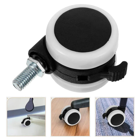 Close-up of Beefy Heavy Duty Furniture Caster Wheels 4-Pack with brakes, nylon and iron construction, 2.36 x 1.57 x 1.37 inches.