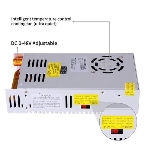 AC To DC Converter Power Supply 110 to 220V To 0 to 48V Adjustable DC Output with LED display and cooling fan