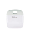 Cricut Basic Tool Set case, mint-green lid and white body, built-in handle and Cricut logo