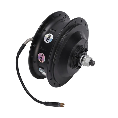 500W Front Drive Brushless Hub Motor for Electric Bikes, 100mm aluminum alloy, cable attached for easy wheel conversion