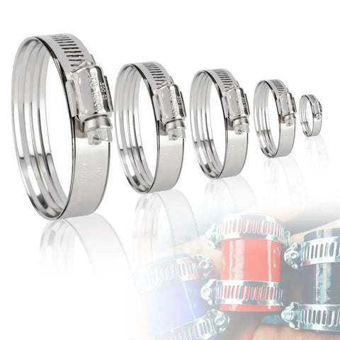 Set of hose clamps for Silicone Radiator Hose for 1989 to 2000 Nissan 300ZX Z32 VG30DET with various sizes displayed