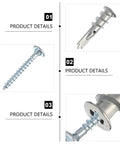 Self-Drilling Drywall Anchors Set With Zinc Alloy Screws, 200 Piece Kit For Picture Frames, Mirrors, Shelves, And Bathroom Accessories No Drill Needed, Easy Removal, Strong Hold, close-up of zinc screw and anchor
