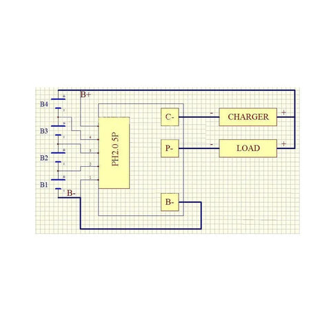 12V 100A 4S LiFePO4 Battery BMS Protection Board schematic diagram showing connections for charging and load.