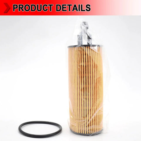 Engine Oil Filter With Oil Drain Gasket Compatible With Dodge Challenger Journey Durango Chrysler 200 300 Replaces 68191349AA AB AC Pack Of 16 Premium Direct Fit Filter Kit With Sealing O Ring And Drain Gasket Included, filter and O-ring displayed.