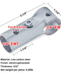 Ten Sets T Pipe Clamp Connectors Tee Clamps for 3/4 Inch EMT Conduit Direct Fit, low carbon steel, electro-galvanized detail