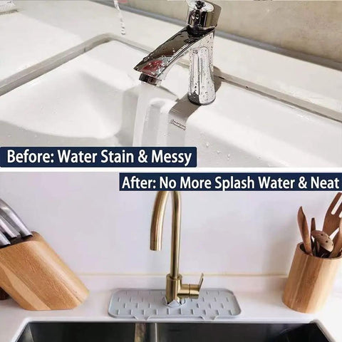 Silicone Faucet Sink Mat Splash Guard Behind Faucet Drain Pad For Kitchen And Bathroom Drip Protector Splashback