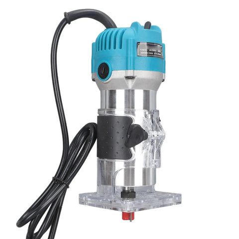 Electric Woodworking Pro Trimmer Router Tool Six Point Five Amp Pro Grade Motor Transparent Protective Cover
