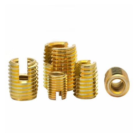 Hot Galvanized Steel Rivet Nuts With Self Tapping Slotted Inserts For DIY Metalworking Projects And Thread Repair In Cars M8 5 Pcs set of five nuts with various sizes and slotted inserts.