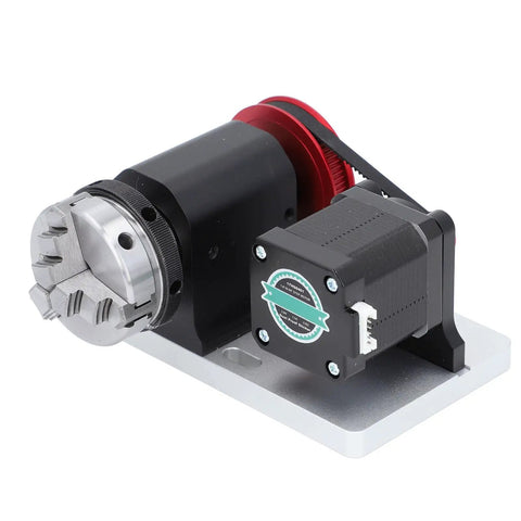 Built Like A Tank Cnc Fourth Axis Rotary Module Kit With High Torque 42 Stepper Motor And Four To One Belt Drive close-up view.