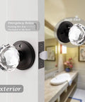 10 Pack Crystal Glass Round Doorknobs With Oil Rubbed Bronze Base Interior Privacy Locks For Bedroom And Bathroom Doors