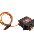 Lightweight 9G Servo Motor Kit With Heavy Duty Copper Gears Built For Nimble RC Cars Robots Helicopters And Planes displayed with wires.