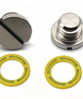 Image of 2 Pack Marine Lower Unit Oil Drain Plug Screw With Gasket Non Magnetic Three Eighths Inch Sixteen Thread Fits Mercury MerCruiser Alpha One MR TR And All Outboard Gear Cases Replacement Kit For Preventing Gear Lube Leaks.